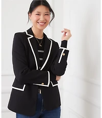 Karen Kane Contrast Ponte Knit Notch Lapel One Button Blazer