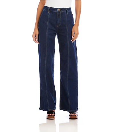 Karen Kane Coordinating Denim Seam Detail High-Rise Wide Leg Jeans