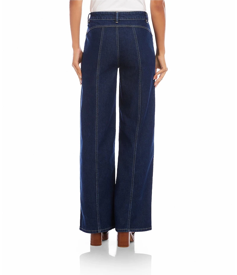 Karen Kane Coordinating Denim Seam Detail High-Rise Wide Leg Jeans
