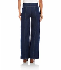 Karen Kane Coordinating Denim Seam Detail High-Rise Wide Leg Jeans