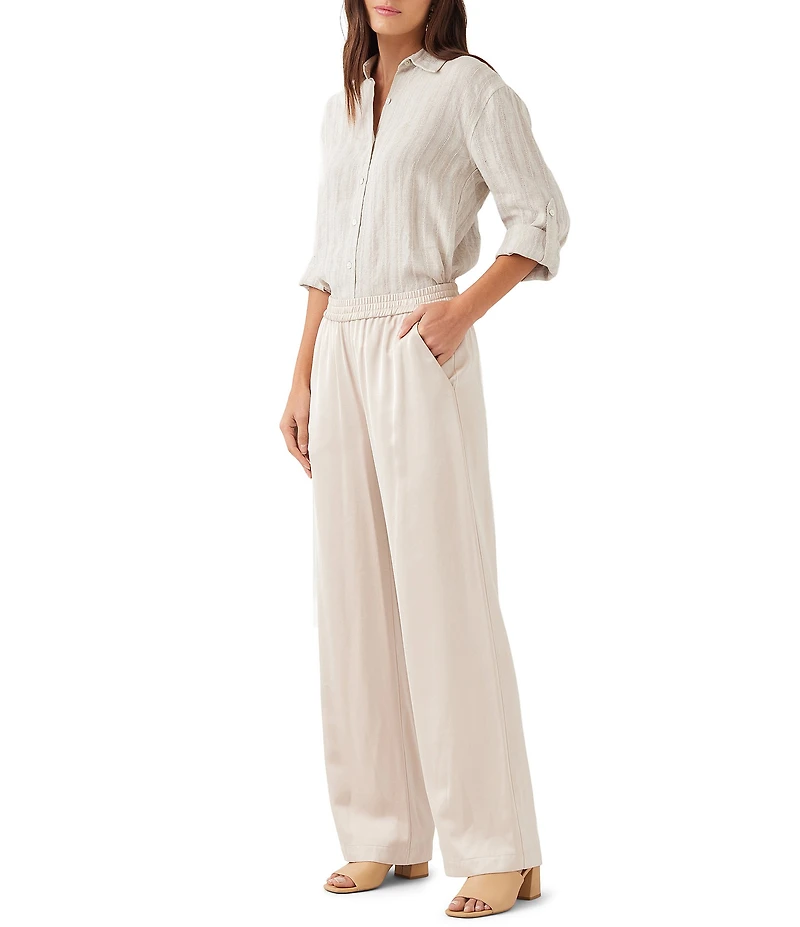 Karen Kane Coordinating Satin High Rise Wide Leg Pants