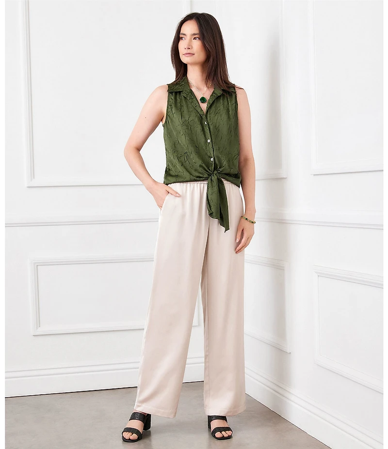 Karen Kane Coordinating Satin High Rise Wide Leg Pants