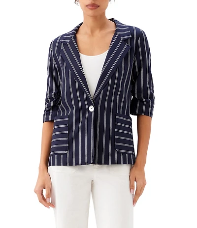 Karen Kane Coordinating Stripe Ruched Sleeve Jacket