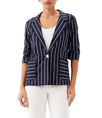 Karen Kane Coordinating Stripe Ruched Sleeve Jacket