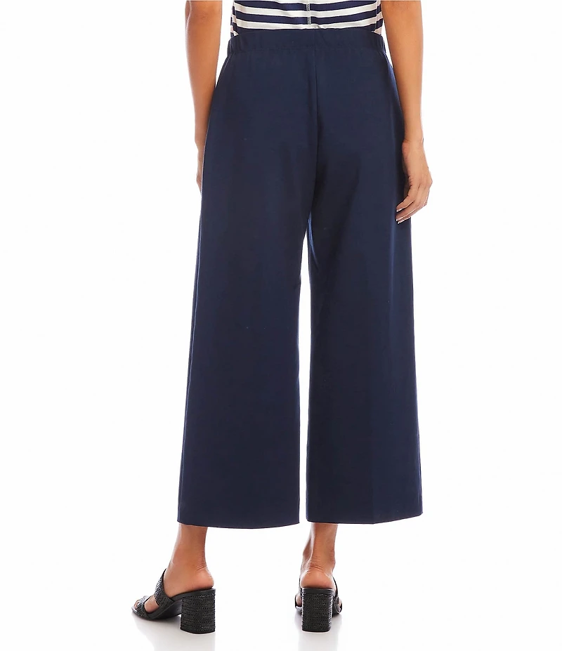 Karen Kane Cotton Blend Cropped Wide Leg Pants