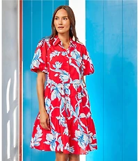 Karen Kane Cotton Puff Sleeve Tiered Shirtdress