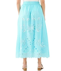 Karen Kane Cotton Voile Cut-Out Embroidery Pull-On Flare Skirt