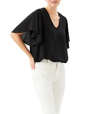 Karen Kane Crepe de Chine V-Neck Short Sleeve Top