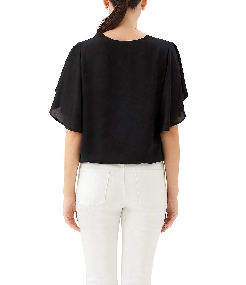 Karen Kane Crepe de Chine V-Neck Short Sleeve Top
