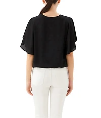 Karen Kane Crepe de Chine V-Neck Short Sleeve Top