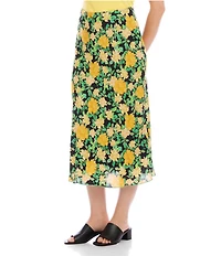 Karen Kane Crepe Golden Rose Bias Cut Midi Skirt