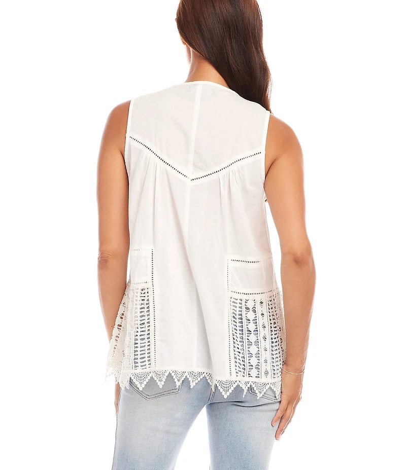 Karen Kane Crew Neck Sleeveless Lace Top