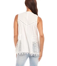 Karen Kane Crew Neck Sleeveless Lace Top
