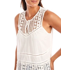 Karen Kane Crew Neck Sleeveless Lace Top