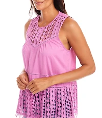 Karen Kane Crew Neck Sleeveless Lace Top