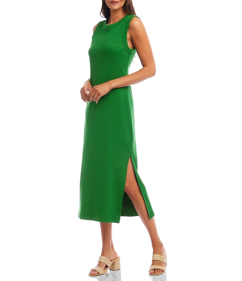 Karen Kane Crew Neck Sleeveless Ribbed Column Midi Dress
