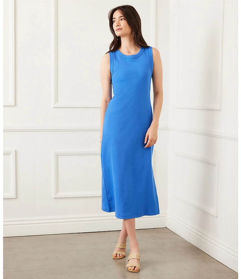 Karen Kane Crew Neck Sleeveless Ribbed Column Midi Dress