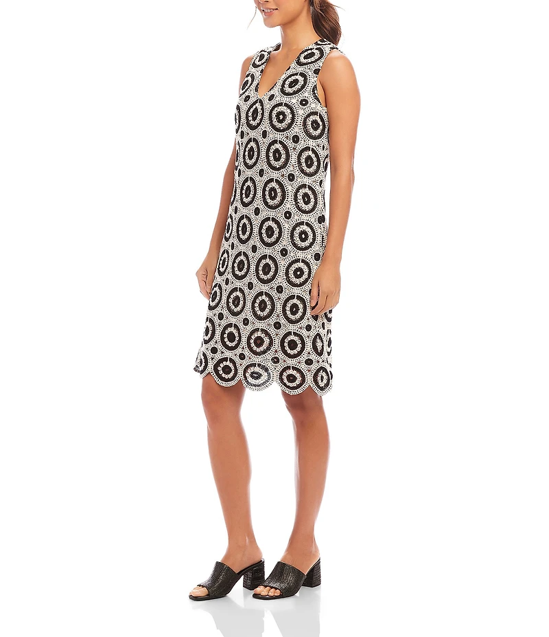 Karen Kane Crochet V-Neck Sleeveless Shift Dress