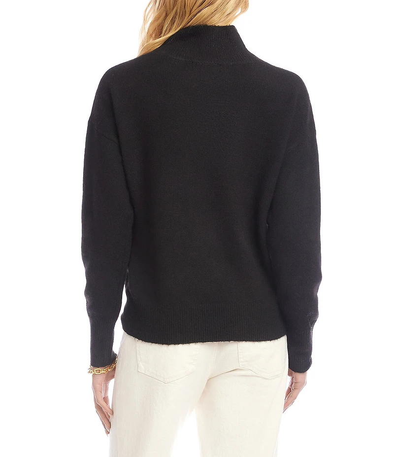 Karen Kane Crossover V-Neck Shawl Collar Long Sleeve Soft Knit Pullover