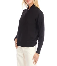 Karen Kane Crossover V-Neck Shawl Collar Long Sleeve Soft Knit Pullover