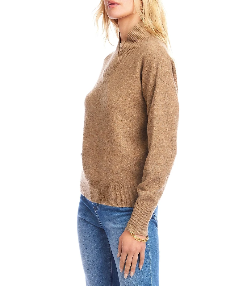 Karen Kane Crossover V-Neck Shawl Collar Long Sleeve Soft Knit Pullover