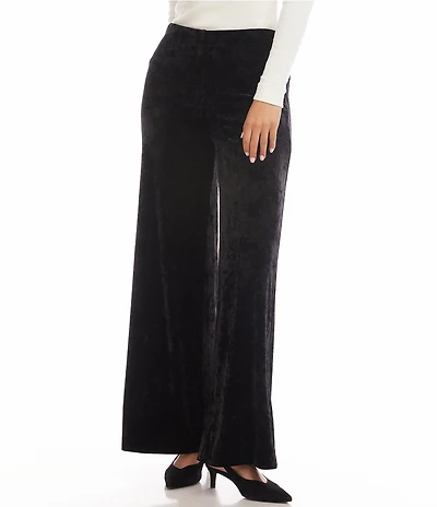Karen Kane Crushed Velvet Wide Leg Pull On Pants