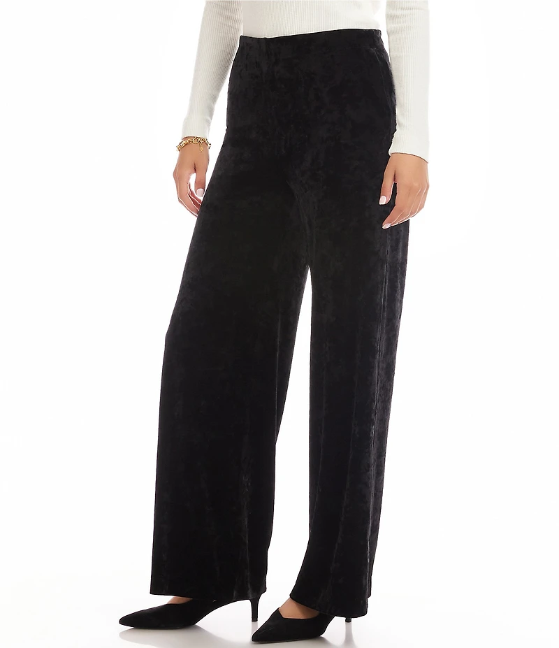 Karen Kane Crushed Velvet Wide Leg Pull On Pants