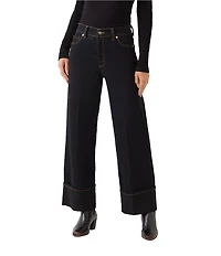 Karen Kane Cuffed Wide Leg Cropped Jeans