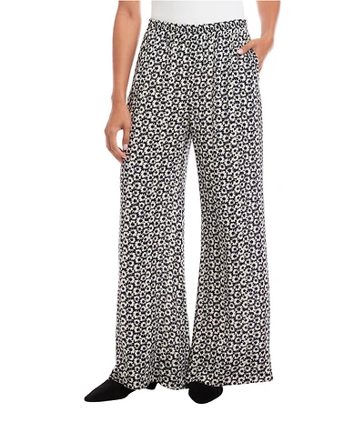 Karen Kane Daisy Crepe Printed Wide Leg Pants