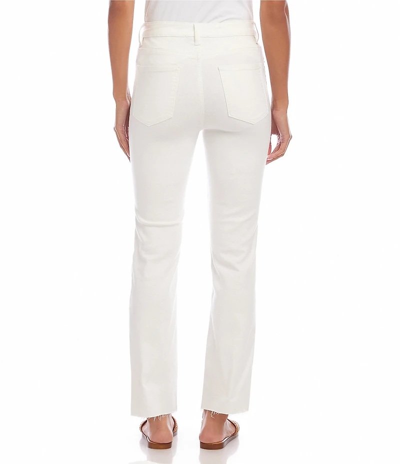 Karen Kane Denim High Rise Straight Leg Raw Hem Jeans