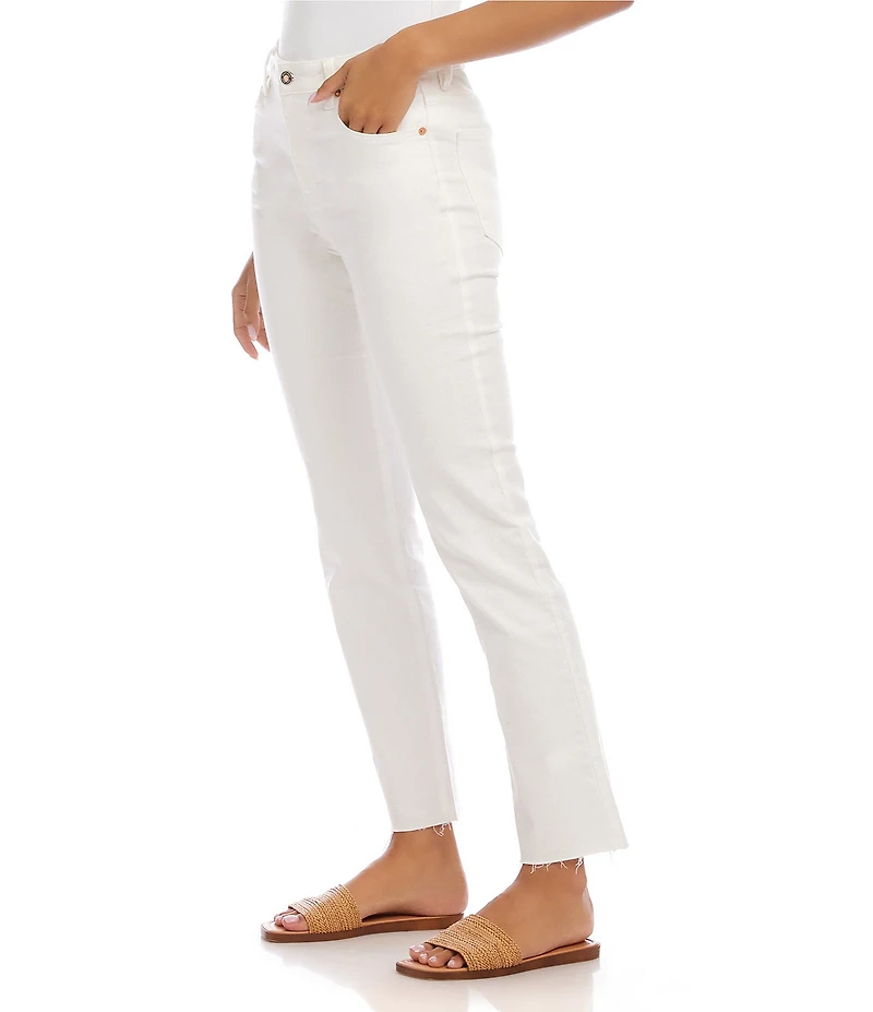 Karen Kane Denim High Rise Straight Leg Raw Hem Jeans