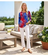 Karen Kane Denim High Rise Straight Leg Raw Hem Jeans