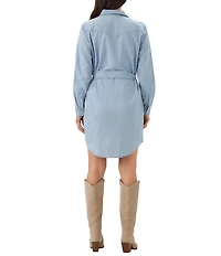 Karen Kane Denim Western Long Sleeve Belted Shirt Dress