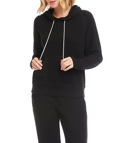 Karen Kane Double Knit Rhinestone Drawstring Hoodie Sweatshirt