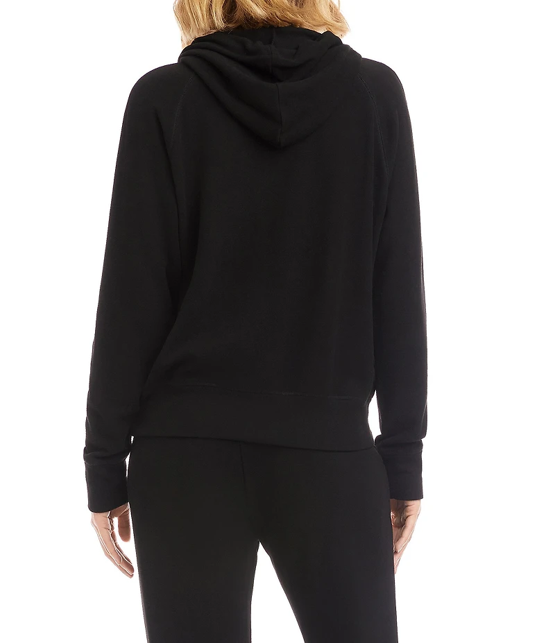 Karen Kane Double Knit Rhinestone Drawstring Hoodie Sweatshirt