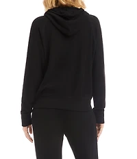 Karen Kane Double Knit Rhinestone Drawstring Hoodie Sweatshirt