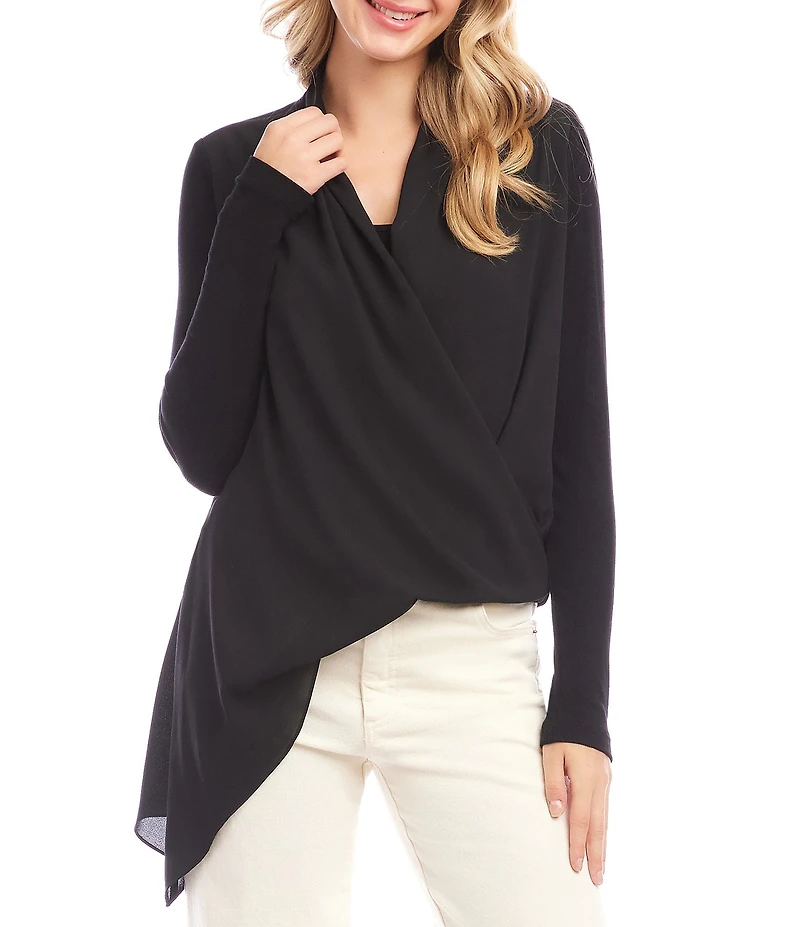 Karen Kane Double Layer Asymmetric Faux Wrap Top