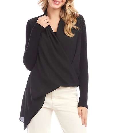 Karen Kane Double Layer Asymmetric Faux Wrap Top