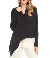 Karen Kane Double Layer Asymmetric Faux Wrap Top