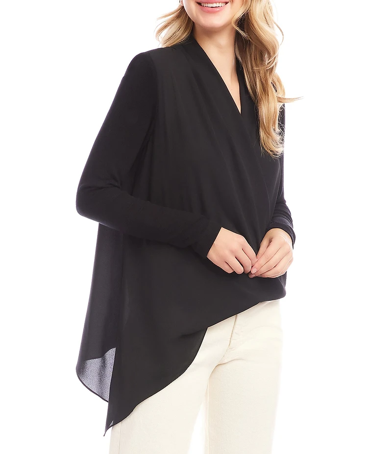 Karen Kane Double Layer Asymmetric Faux Wrap Top