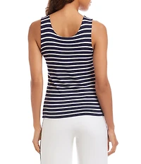 Karen Kane Double-Layer Striped Scoop Neck Sleeveless Layering Knit Tank