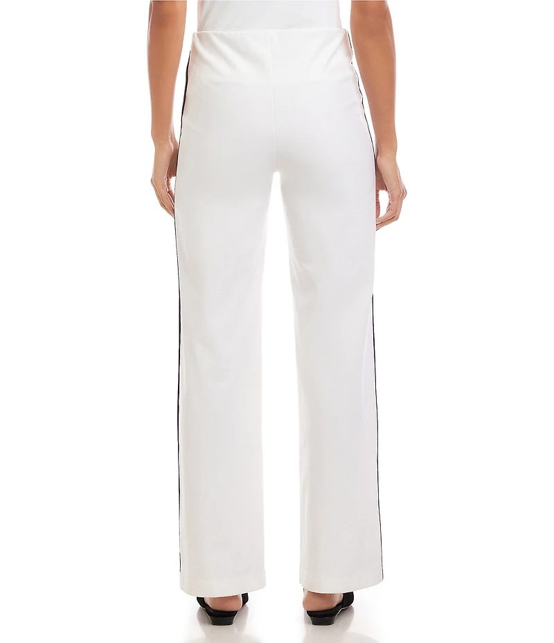 Karen Kane Double Stretch Twill Contrast Piped Wide Leg Pants