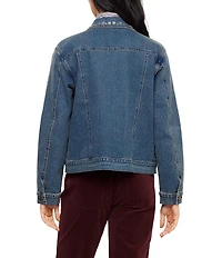 Karen Kane Embellished Denim Point Collar Long Sleeve Jacket