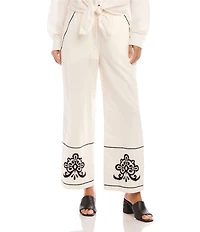 Karen Kane Embroidered Wide Leg Pants