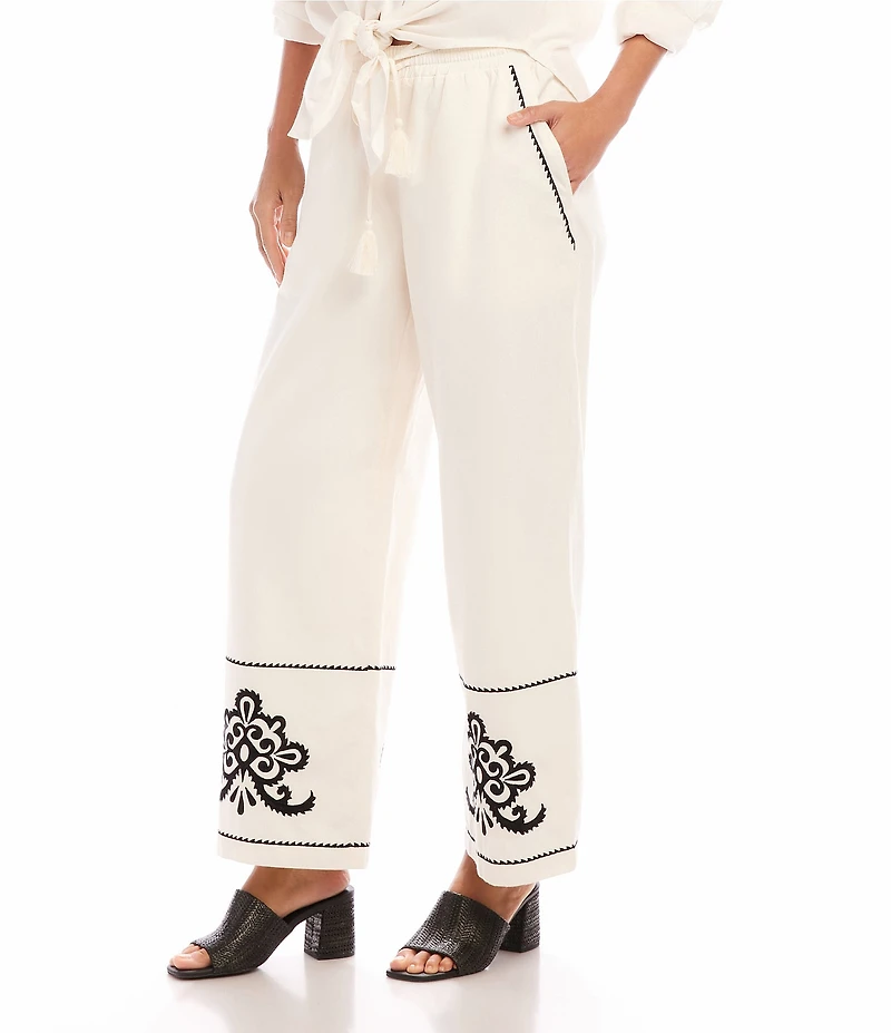 Karen Kane Embroidered Wide Leg Pants