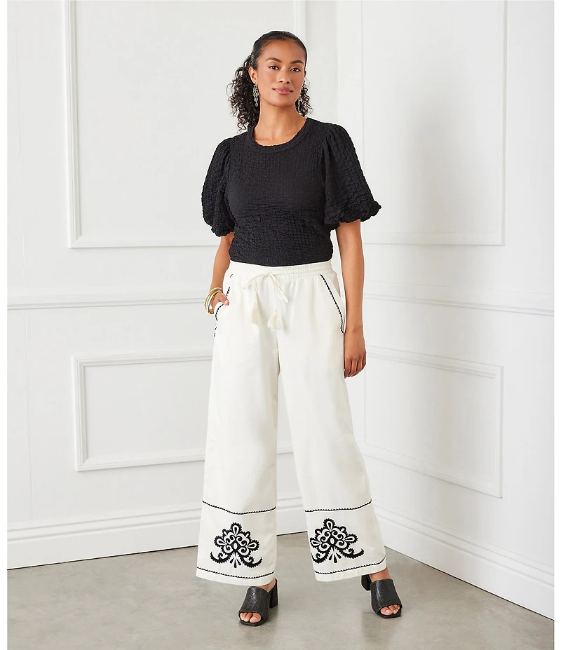 Karen Kane Embroidered Wide Leg Pants