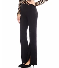 Karen Kane Faux Suede High-Rise Flared Front Slit Pants