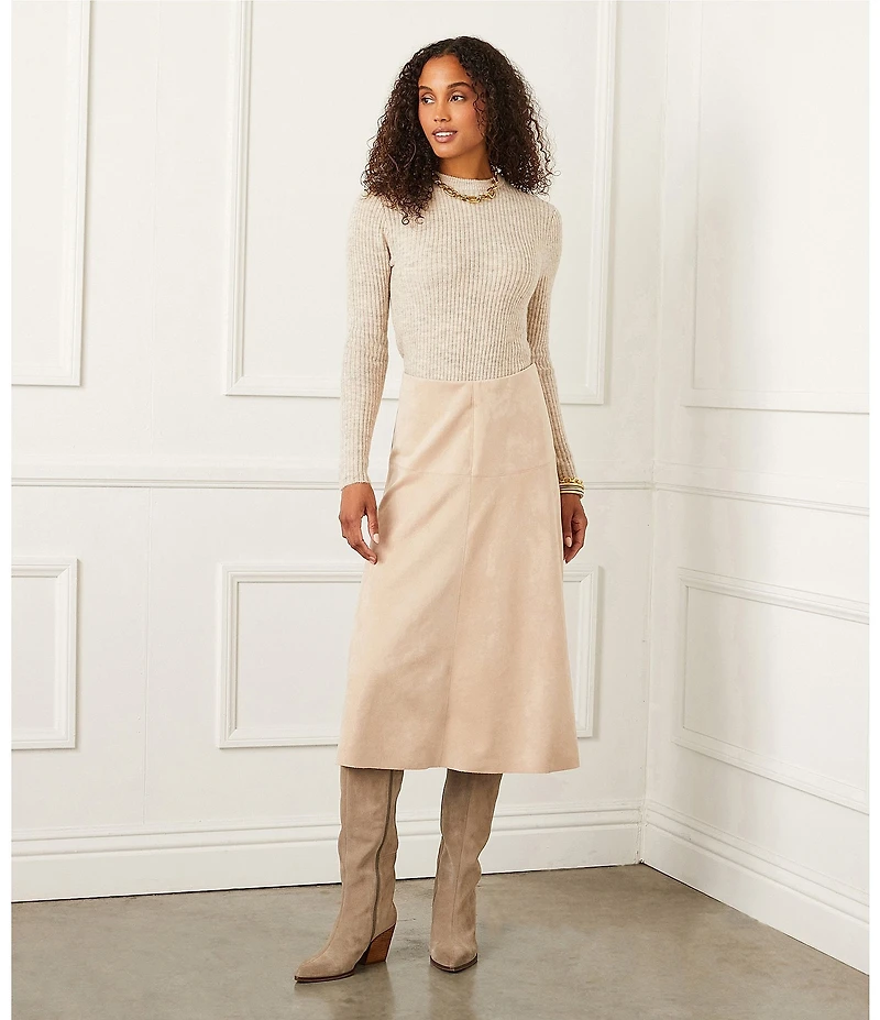 Karen Kane Faux Suede Midi Skirt