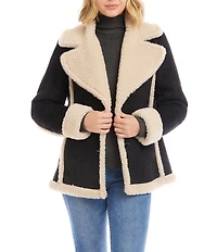 Karen Kane Faux Suede Shearling Notched Collar Jacket