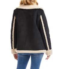 Karen Kane Faux Suede Shearling Notched Collar Jacket